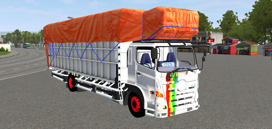 MOD BUSSID Truck Hino 500NG Terpal Oren