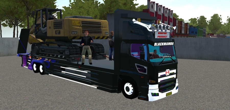 MOD BUSSID Truck Hino Profia Angkut Eskavator