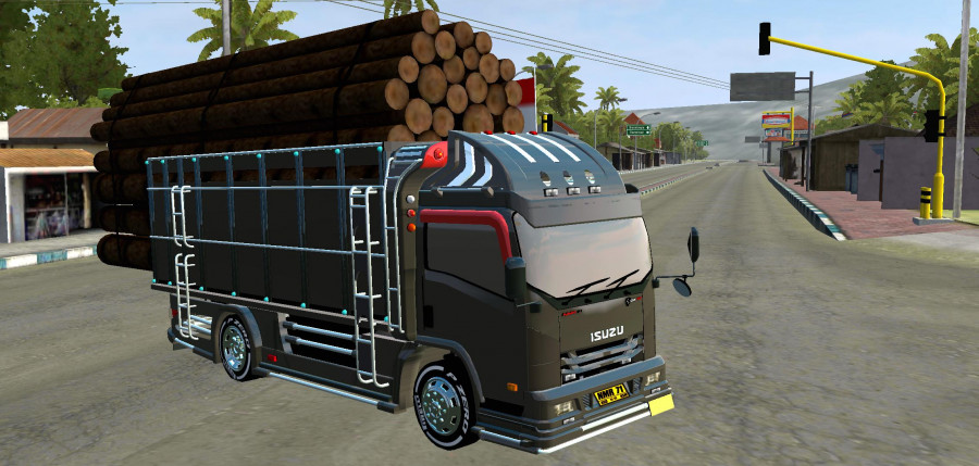 MOD BUSSID Truck Isuzu Canter Muatan Kayu