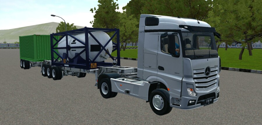 MOD BUSSID Truck Mercedes-Benz Actros Double Trailer