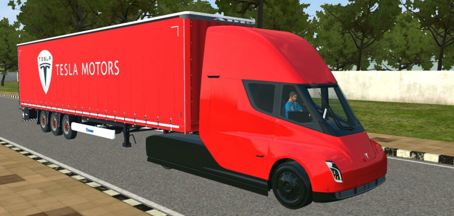 MOD BUSSID Truck Tesla Semi Support Trailer