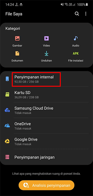 Pergi ke Penyimpanan Internal