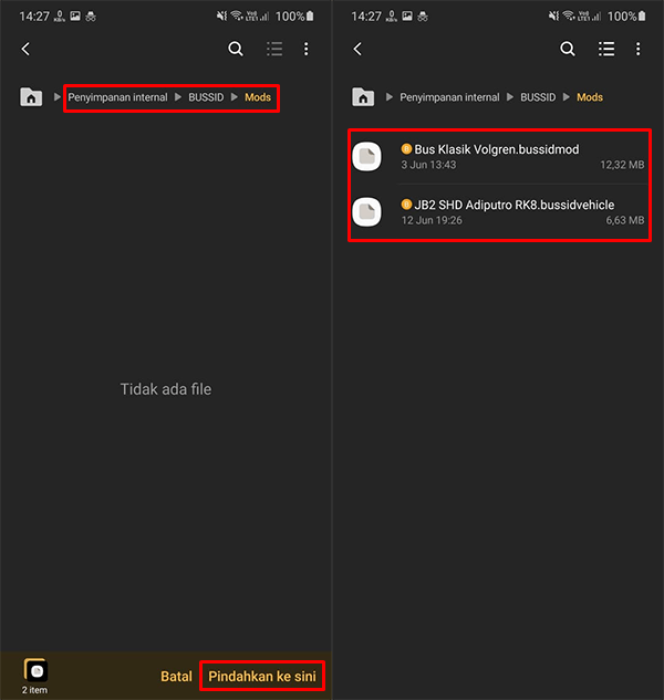 Pindahkan file .bussidmod atau .bussidvehicle ke folder BUSSID ke Mods
